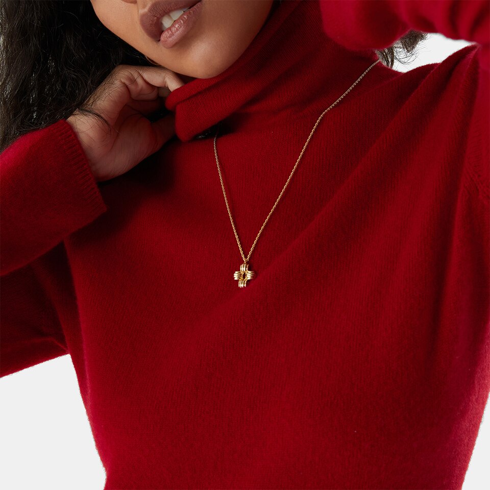 Londyn Cashmere Roll Neck Top in Garnet Red | Women's 100% Organic Comfy Knitwears | VIVAIA
