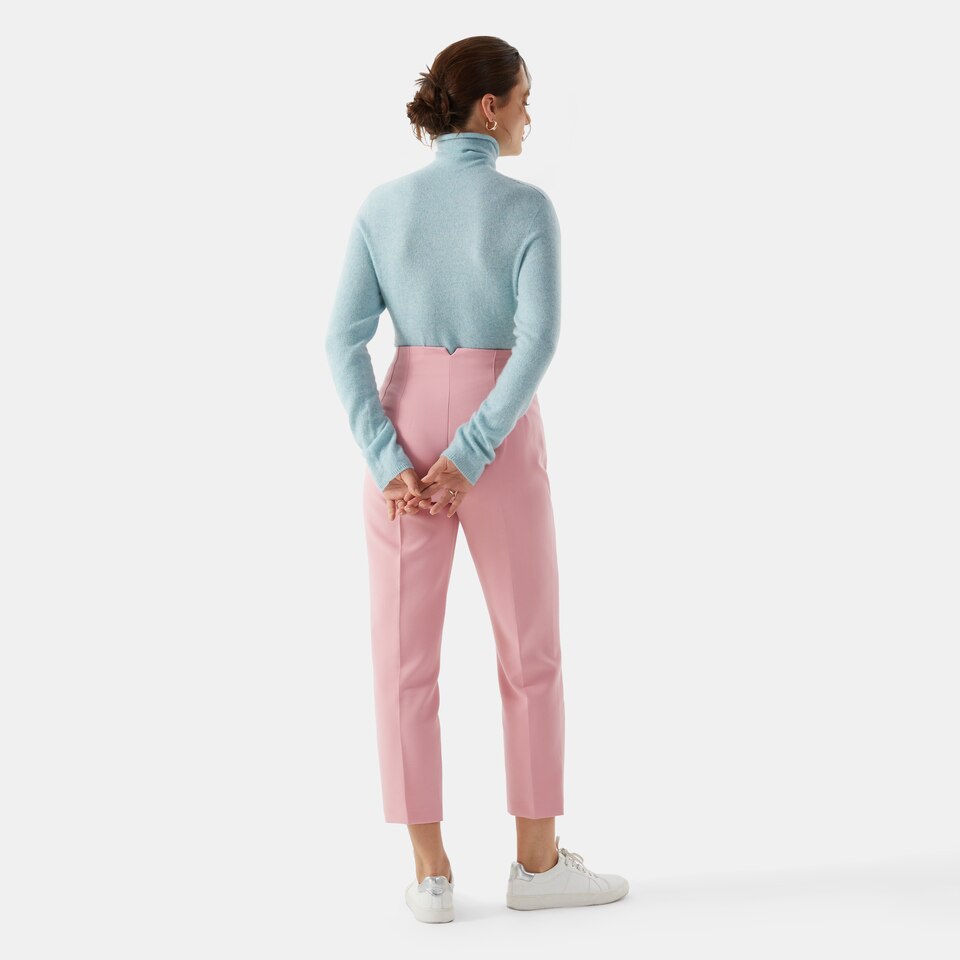 Londyn Cashmere Roll Neck Top in Cloud Blue | Women's 100% Organic Comfy Knitwears | VIVAIA