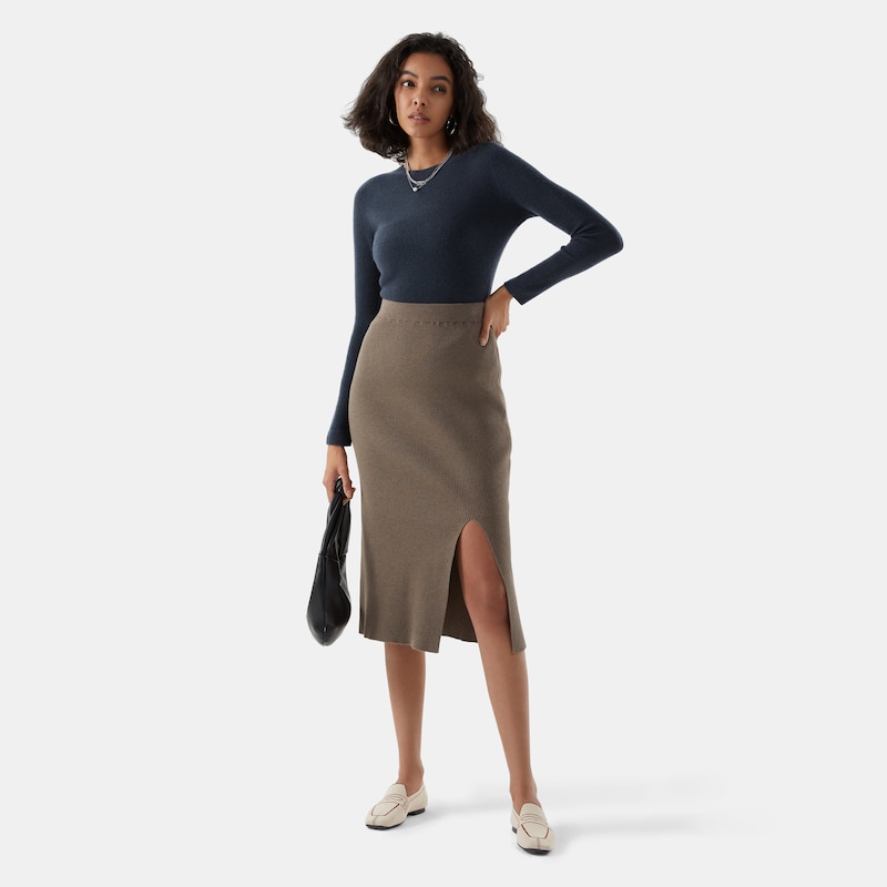 Felicia Basolan Wool Sweater in Marine Blue | Women's 100% Organic Comfy Knitwears | VIVAIA