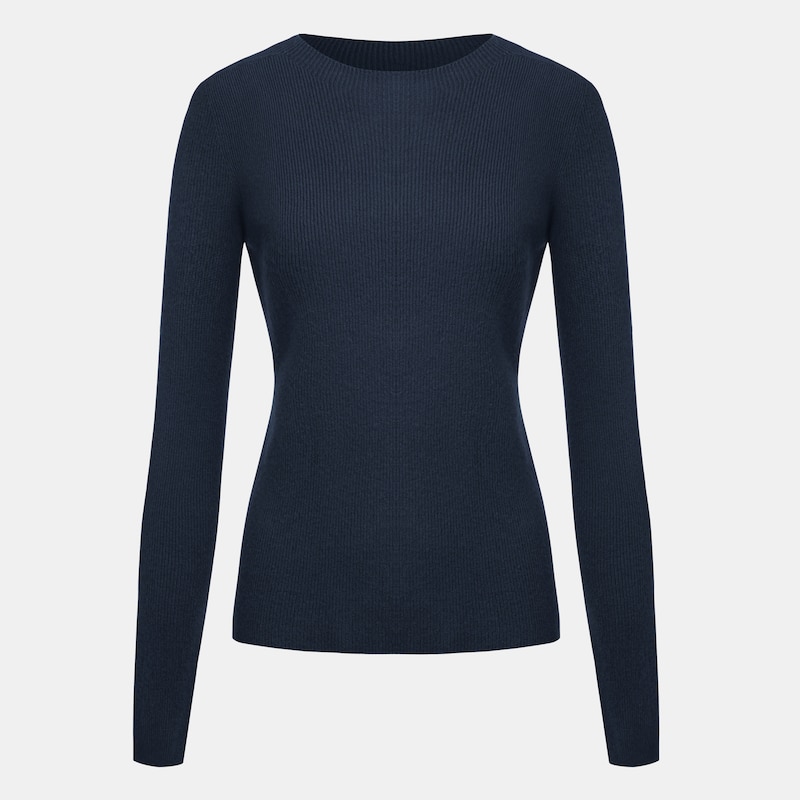 Felicia Basolan Wool Sweater in Marine Blue | Women's 100% Organic Comfy Knitwears | VIVAIA