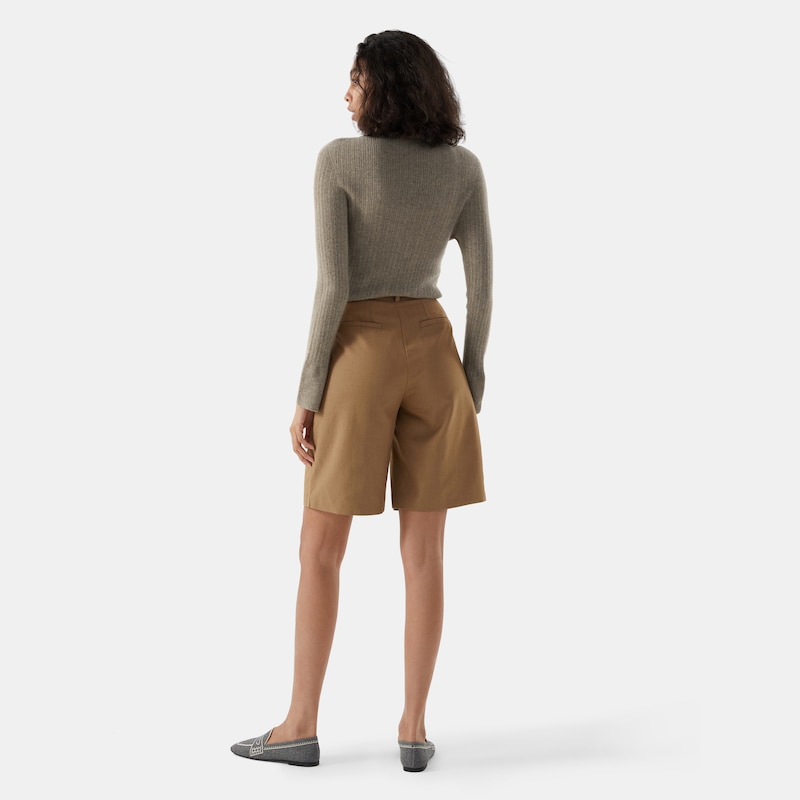  Trinity Cashmere Turtle Neck Sweater in Camel Brown | Women's 100% Organic Comfy Knitwears | VIVAIA