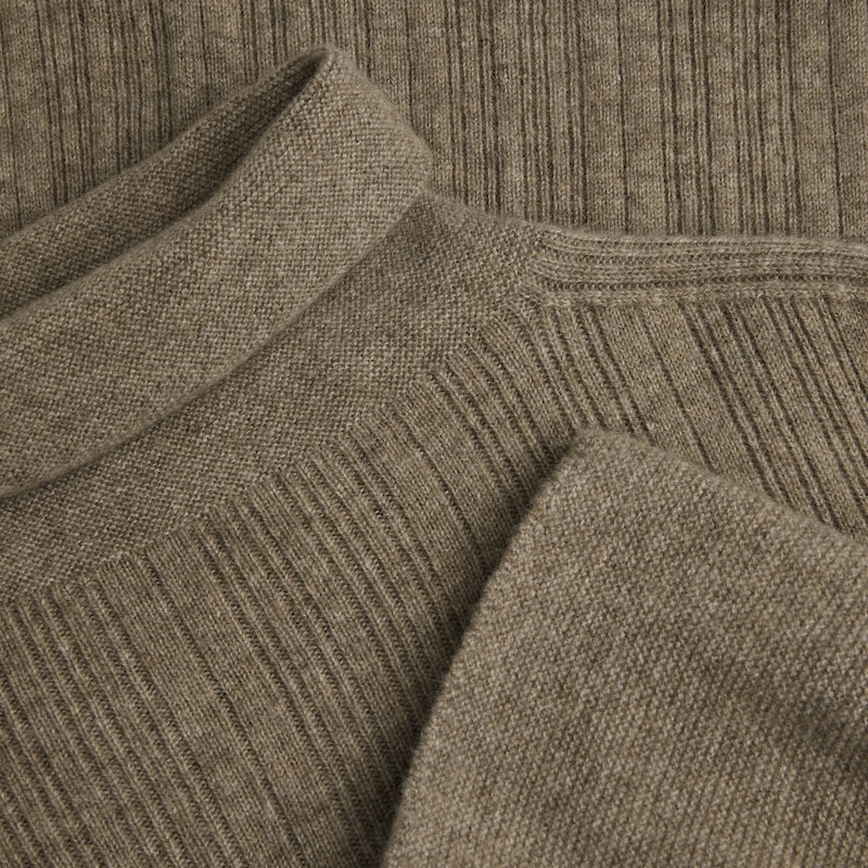  Trinity Cashmere Turtle Neck Sweater in Camel Brown | Women's 100% Organic Comfy Knitwears | VIVAIA