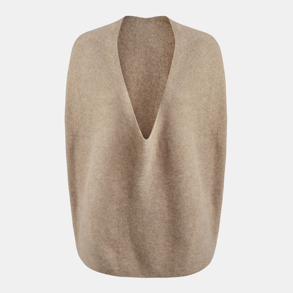 Zoey Cashmere V-neck Vest in Camel Brown | Women's 100% Organic Comfy Knitwears | VIVAIA
