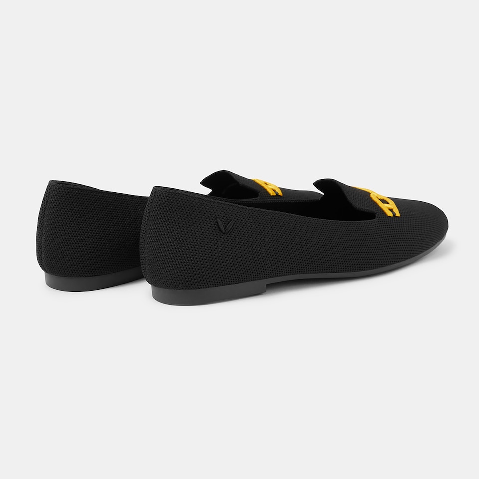 Eileen Round-Toe Patterned Everyday Loafers in Solid Black | VIVAIA