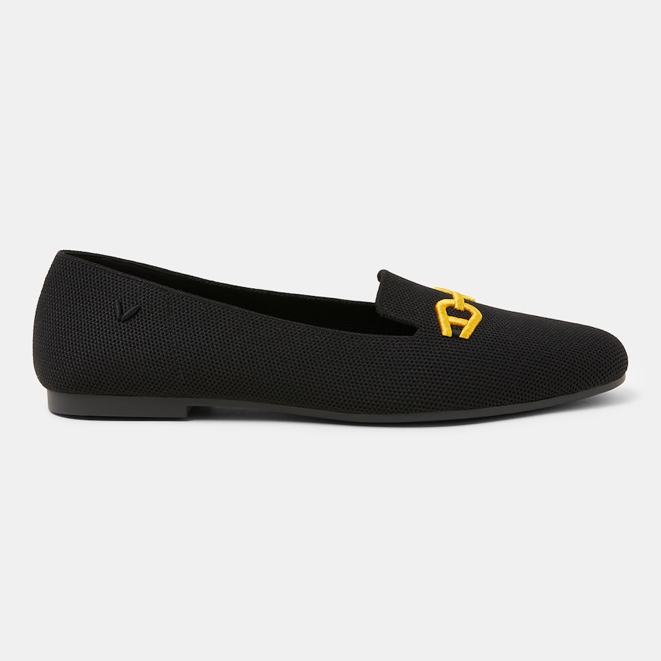 Eileen Round-Toe Patterned Everyday Loafers in Solid Black | VIVAIA