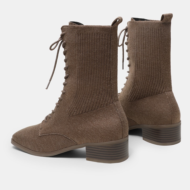 Tammy Square-toe Wool Boots in Tan Russet-Sustainable & Stylish | VIVAIA