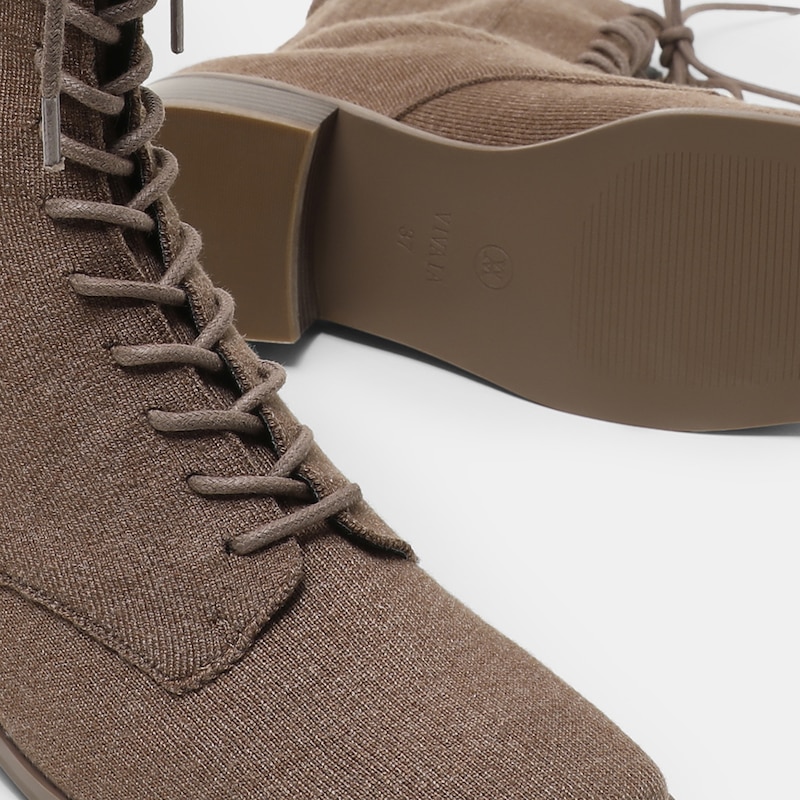 Tammy Square-toe Wool Boots in Tan Russet-Sustainable & Stylish | VIVAIA