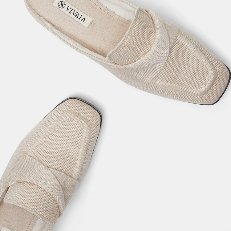 Olivia Square-toe Mules in Cream Ivory-Sustainable & Stylish | VIVAIA