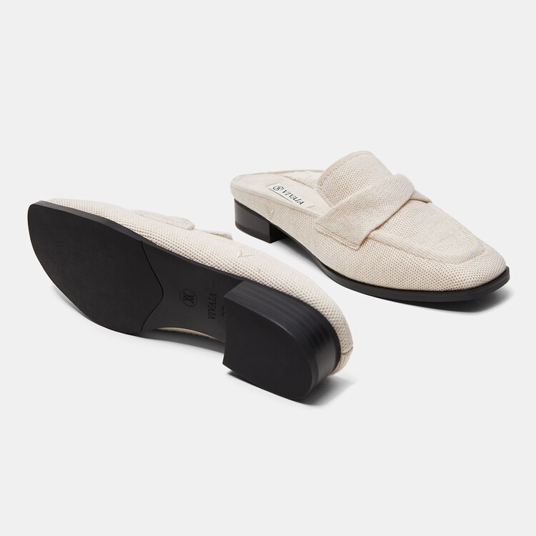 Olivia Square-toe Mules in Cream Ivory-Sustainable & Stylish | VIVAIA