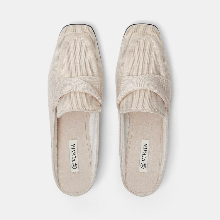 Olivia Square-toe Mules in Cream Ivory-Sustainable & Stylish | VIVAIA