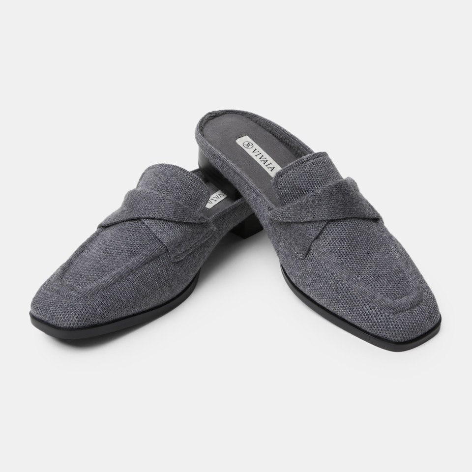 Olivia Square-toe Mules in Rich Grey-Sustainable & Stylish | VIVAIA