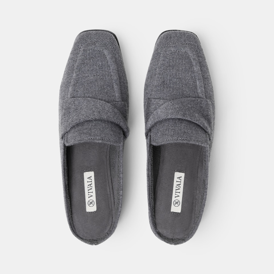 Olivia Square-toe Mules in Rich Grey-Sustainable & Stylish | VIVAIA