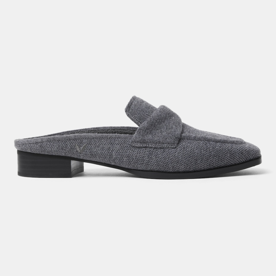 Olivia Square-toe Mules in Rich Grey-Sustainable & Stylish | VIVAIA