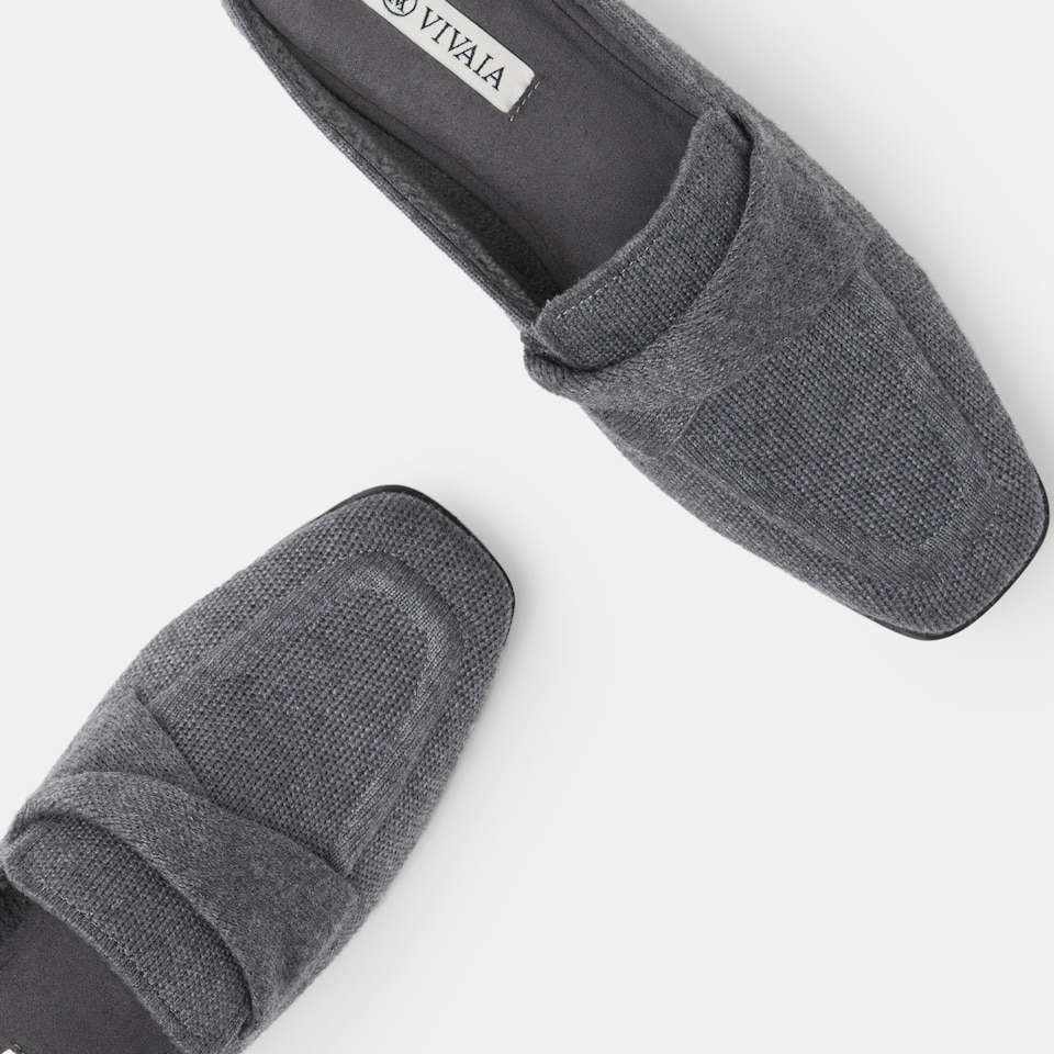 Olivia Square-toe Mules in Rich Grey-Sustainable & Stylish | VIVAIA