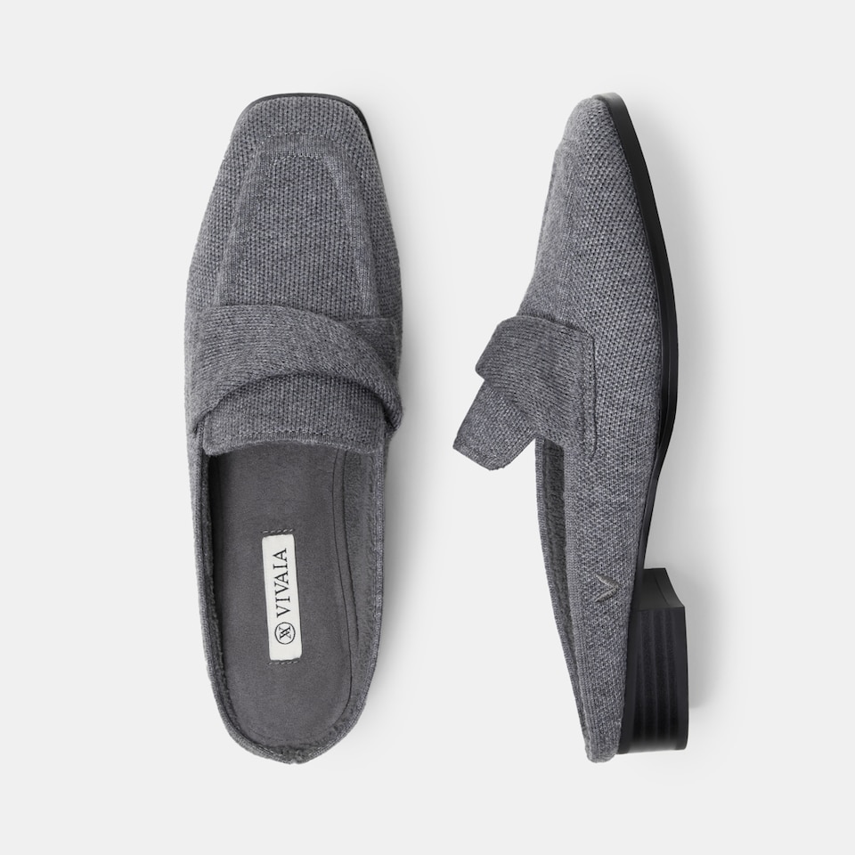Olivia Square-toe Mules in Rich Grey-Sustainable & Stylish | VIVAIA