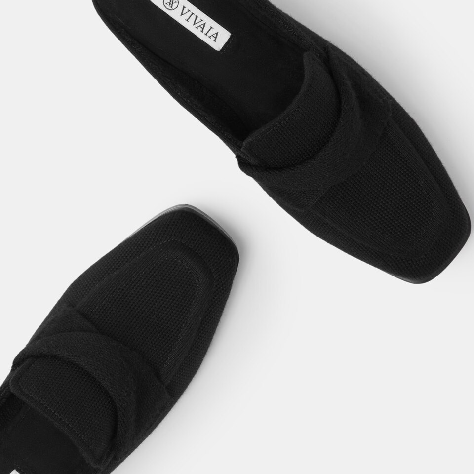 Olivia Square-toe Mules in Solid Black-Sustainable & Stylish | VIVAIA