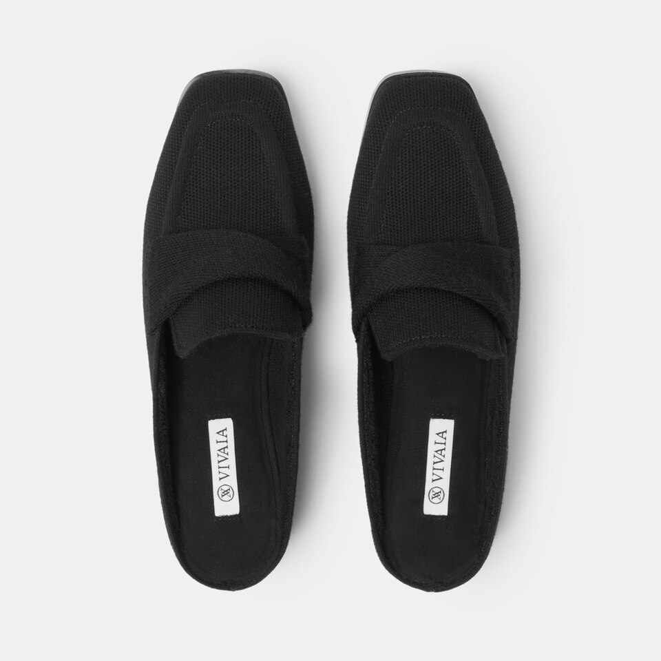 Olivia Square-toe Mules in Solid Black-Sustainable & Stylish | VIVAIA