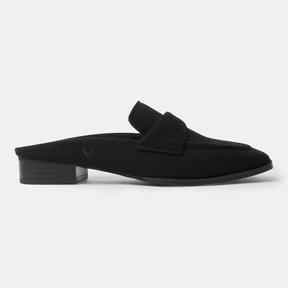 Olivia Square-toe Mules in Solid Black-Sustainable & Stylish | VIVAIA