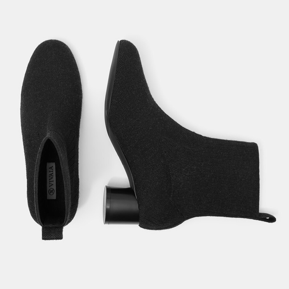 Zoe Round-toe Wool Ankle Boots in Black-Sustainable & Stylish | VIVAIA