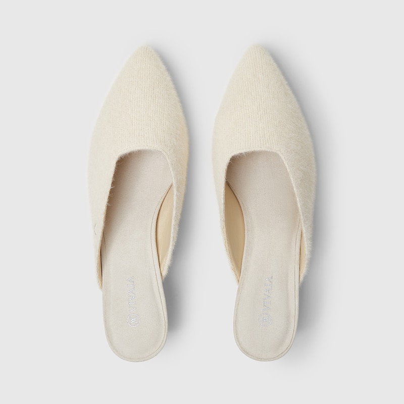 Karen Pointy Mules in Cream Ivory-Sustainable & Stylish Shoes | VIVAIA