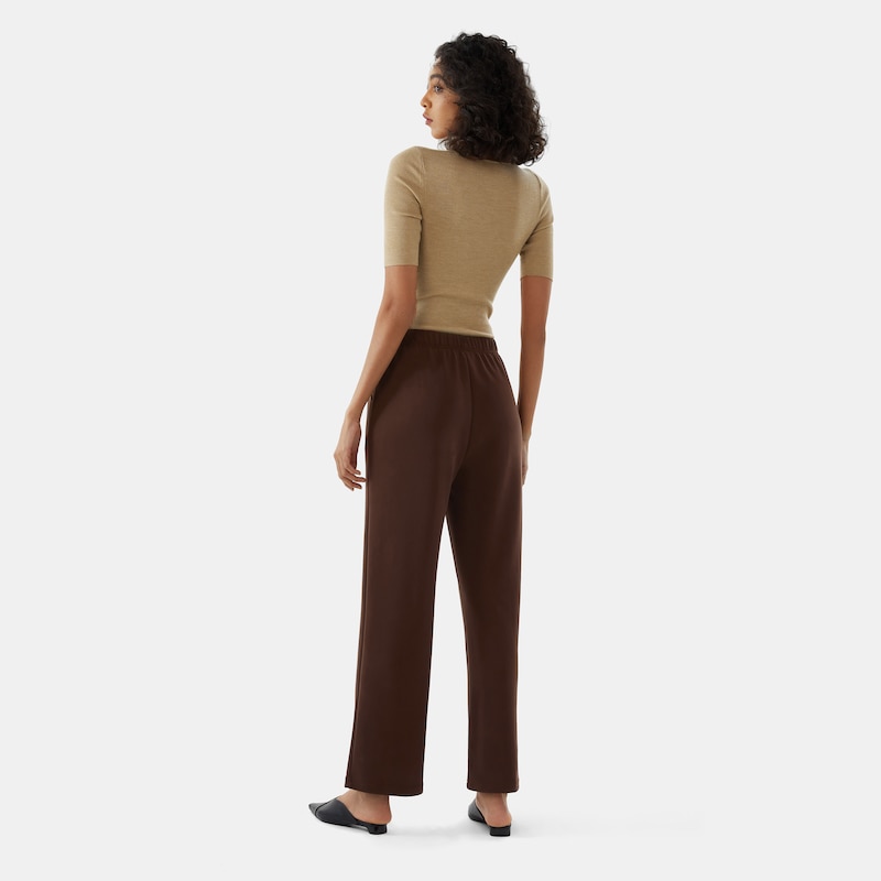 Hertha Elasticated Trouser in Caramel Brown | Women's Organic, Sustainable and Stylish Pants | Clothing | VIVAIA