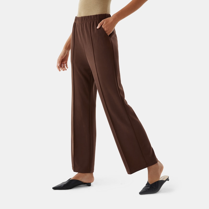 Hertha Elasticated Trouser in Caramel Brown | Women's Organic, Sustainable and Stylish Pants | Clothing | VIVAIA