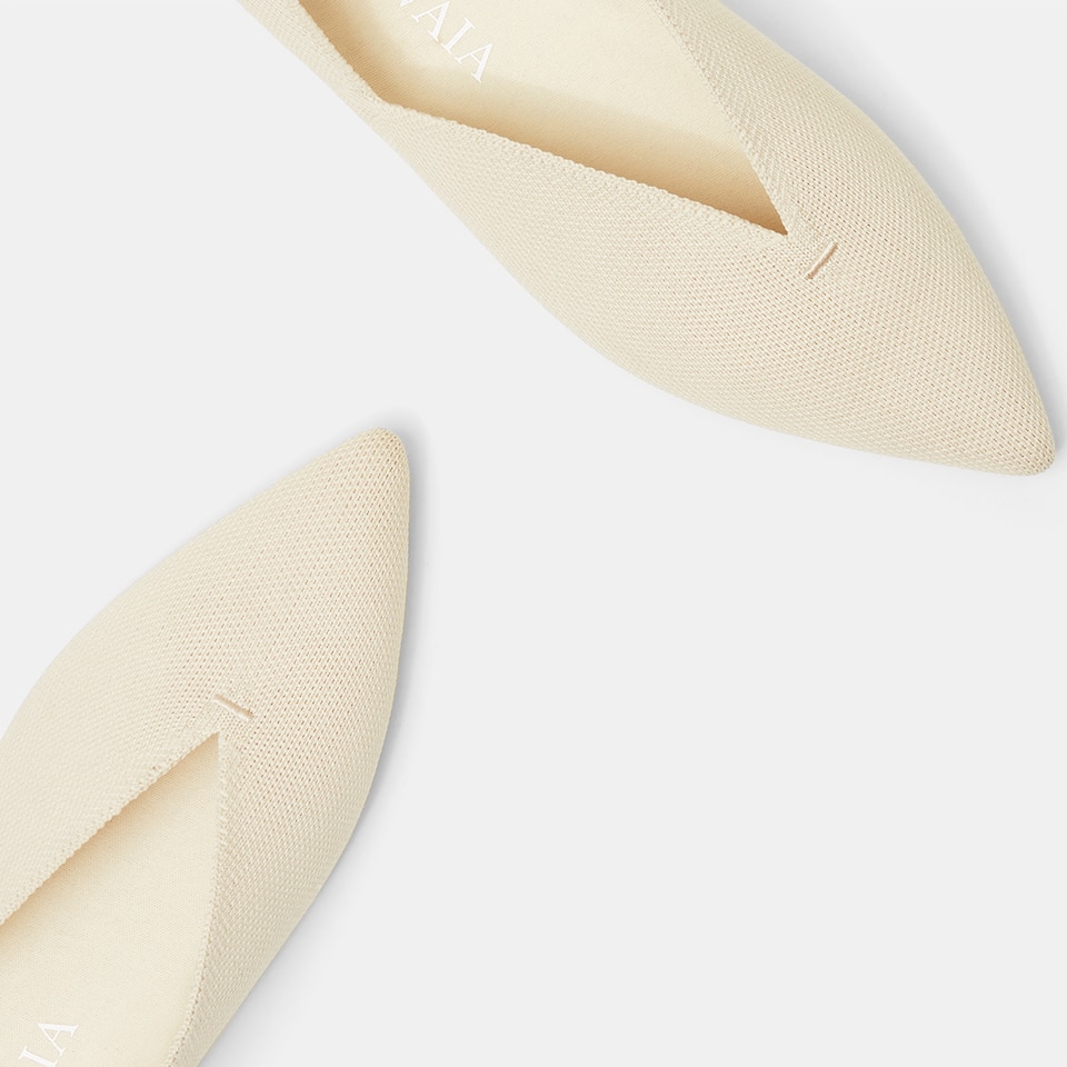 Varun Pointy Flats in Cream Ivory | Women's Sustainable, Washable and Stylish Shoes | VIVAIA