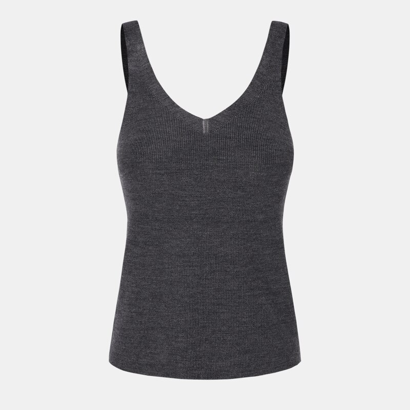 Calla Merino Wool Tank in Rich Grey | Women's Organic, Sustainable and Stylish Knitwears | Clothing | VIVAIA
