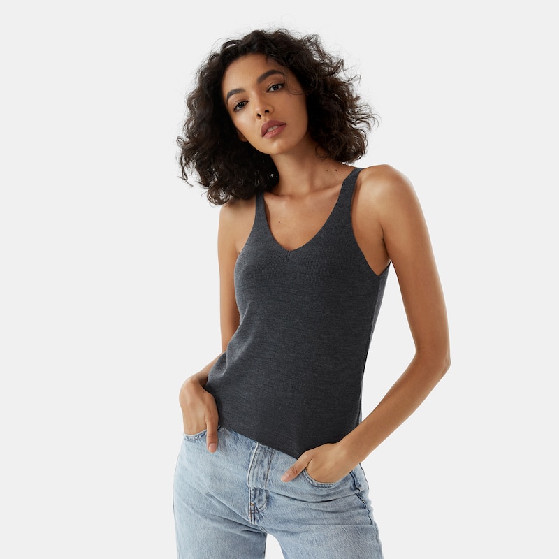 Calla Merino Wool Tank in Rich Grey | Women's Organic, Sustainable and Stylish Knitwears | Clothing | VIVAIA