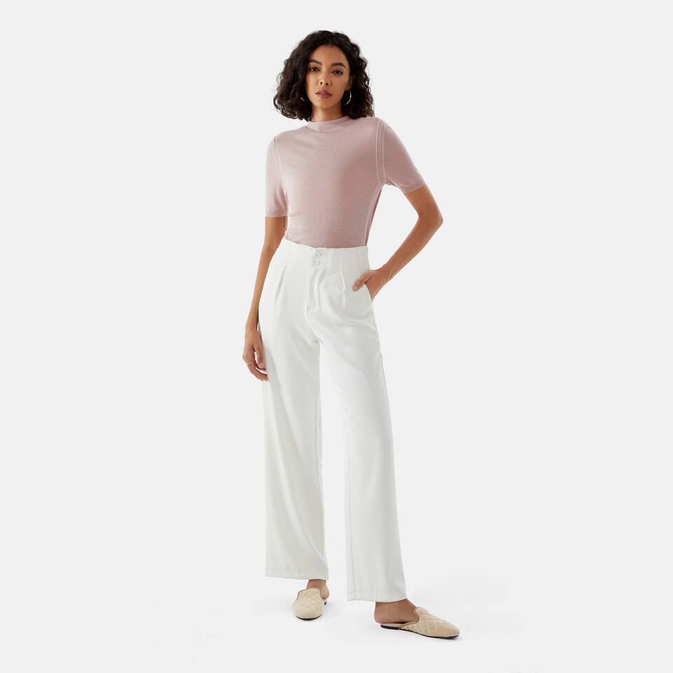 Earla Wool Top in Pale Pink | Women's Organic, Sustainable and Stylish Knitwears | Clothing | VIVAIA