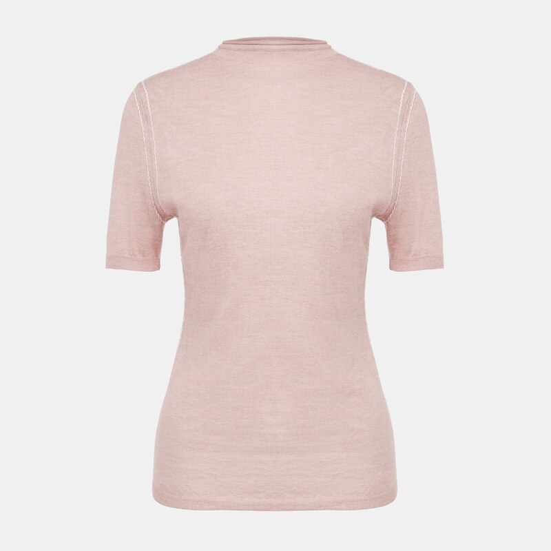 Earla Wool Top in Pale Pink | Women's Organic, Sustainable and Stylish Knitwears | Clothing | VIVAIA