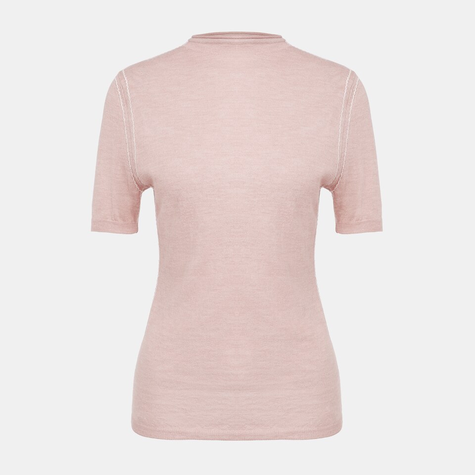 Earla Wool Top in Pale Pink | Women's Organic, Sustainable and Stylish Knitwears | Clothing | VIVAIA