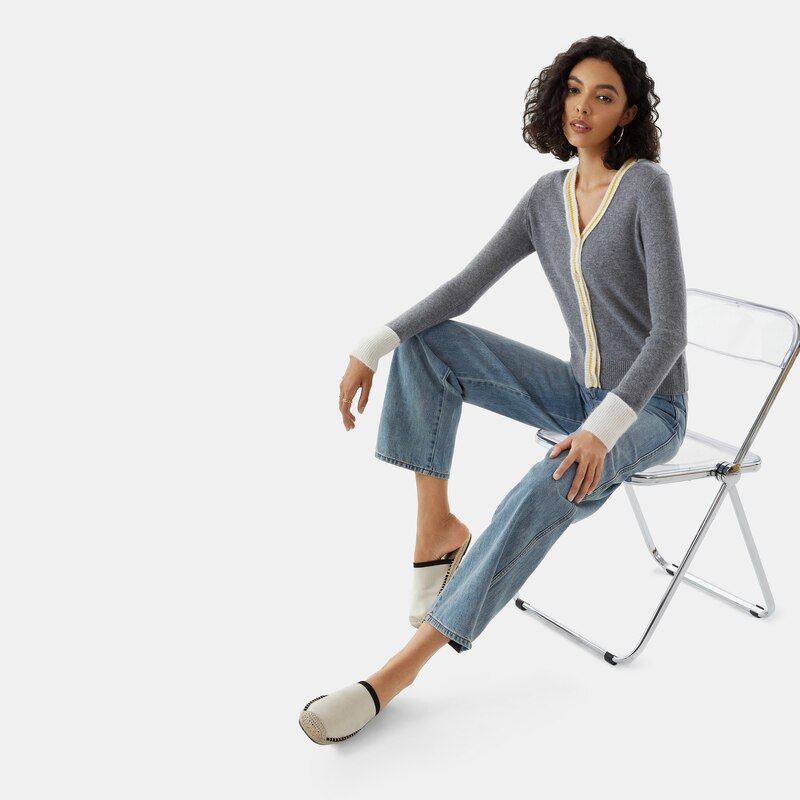 Effie Cashmere Cardigan in Rich Grey | Women's Organic, Sustainable and Stylish Knitwears | Clothing | VIVAIA