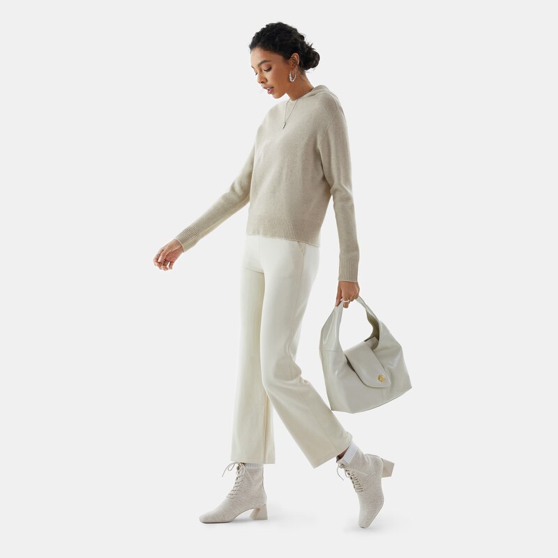 Fiona Wool Hoodie in Cream Ivory | Women's Organic, Sustainable and Stylish Knitwears | Clothing | VIVAIA