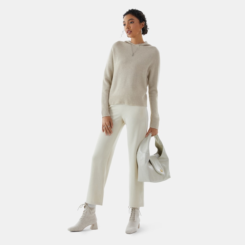 Fiona Wool Hoodie in Cream Ivory | Women's Organic, Sustainable and Stylish Knitwears | Clothing | VIVAIA