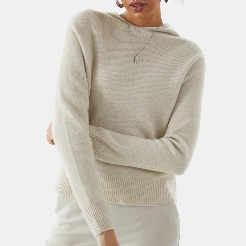 Fiona Wool Hoodie in Cream Ivory | Women's Organic, Sustainable and Stylish Knitwears | Clothing | VIVAIA