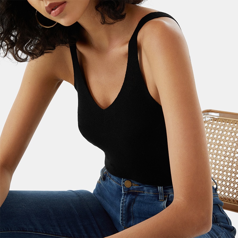 Calla Merino Wool Tank in Black | Women's Organic, Sustainable and Stylish Knitwears | Clothing | VIVAIA