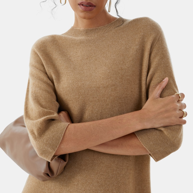 Frances Cashmere Dress in Khaki Brown | Women's Organic, Sustainable and Stylish Knitwears | Clothing | VIVAIA