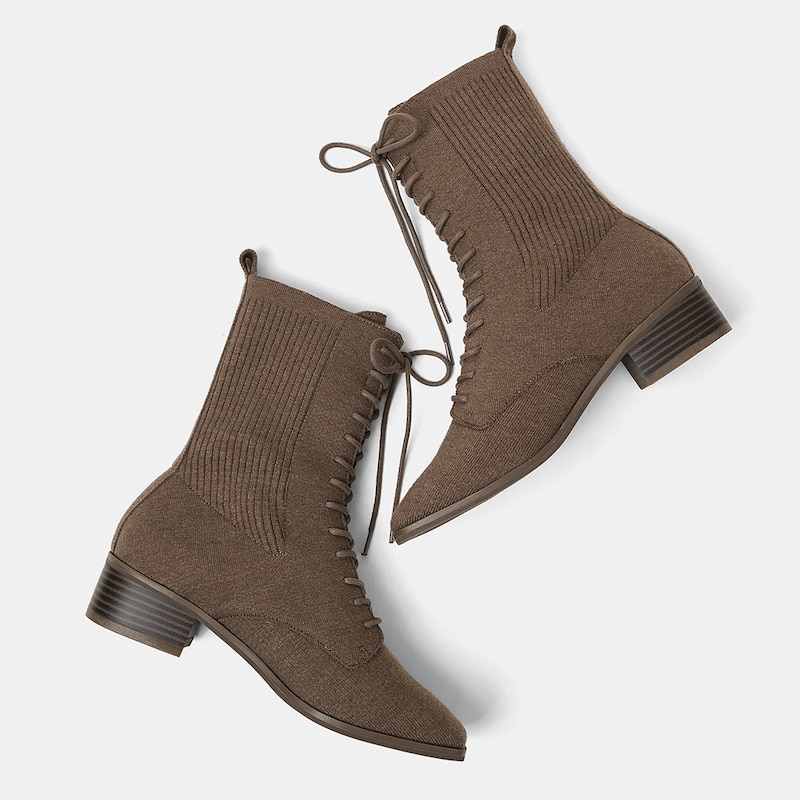 Tammy Square-toe Wool Boots in Tan Russet-Sustainable & Stylish | VIVAIA