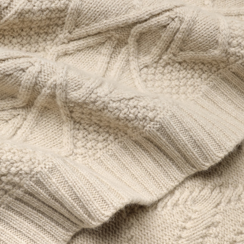 Caroline Merino Wool Jacquard Cardigan in Ivory Oats | Women's Organic, Sustainable and Stylish Knitwears | Clothing | VIVAIA