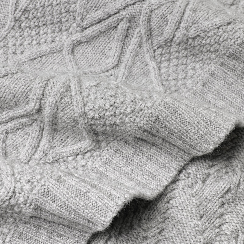 Caroline Merino Wool Jacquard Cardigan in Pale Grey | Women's Organic, Sustainable and Stylish Knitwears | Clothing | VIVAIA