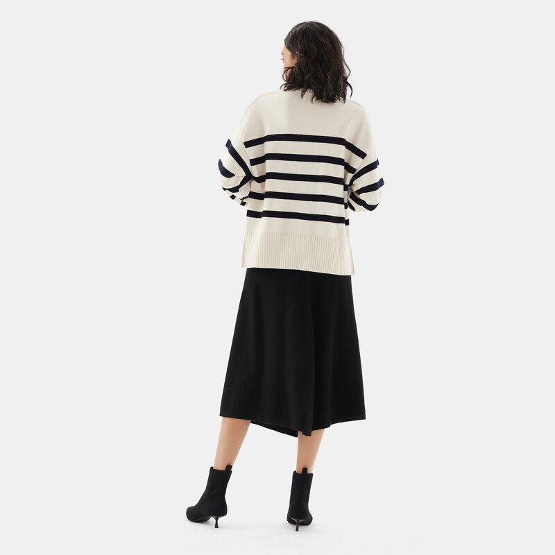 Celeste Wool Midi Skirt in Black | Women's Organic, Sustainable and Stylish Knitwears | Clothing | VIVAIA