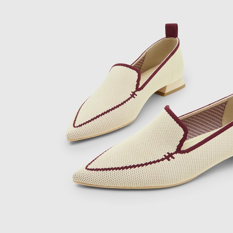 Doreen Pointy Loafers in Cream Ivory-Sustainable & Washable Shoes | VIVAIA