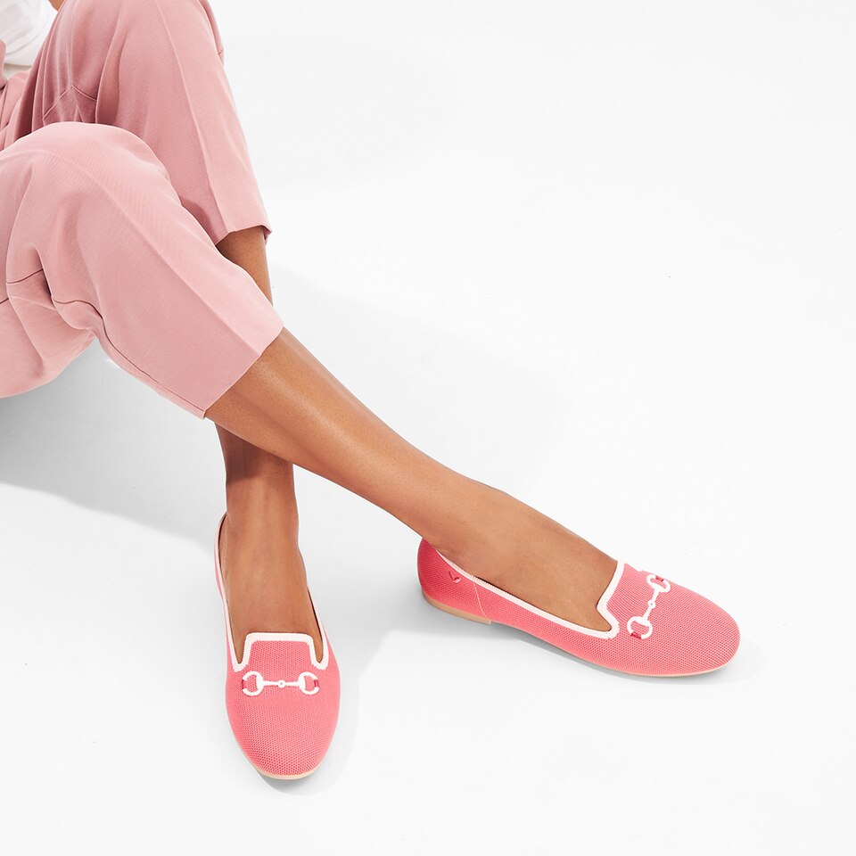 Eillen Round-toe Loafers in Coral Red-Sustainable & Washable | VIVAIA