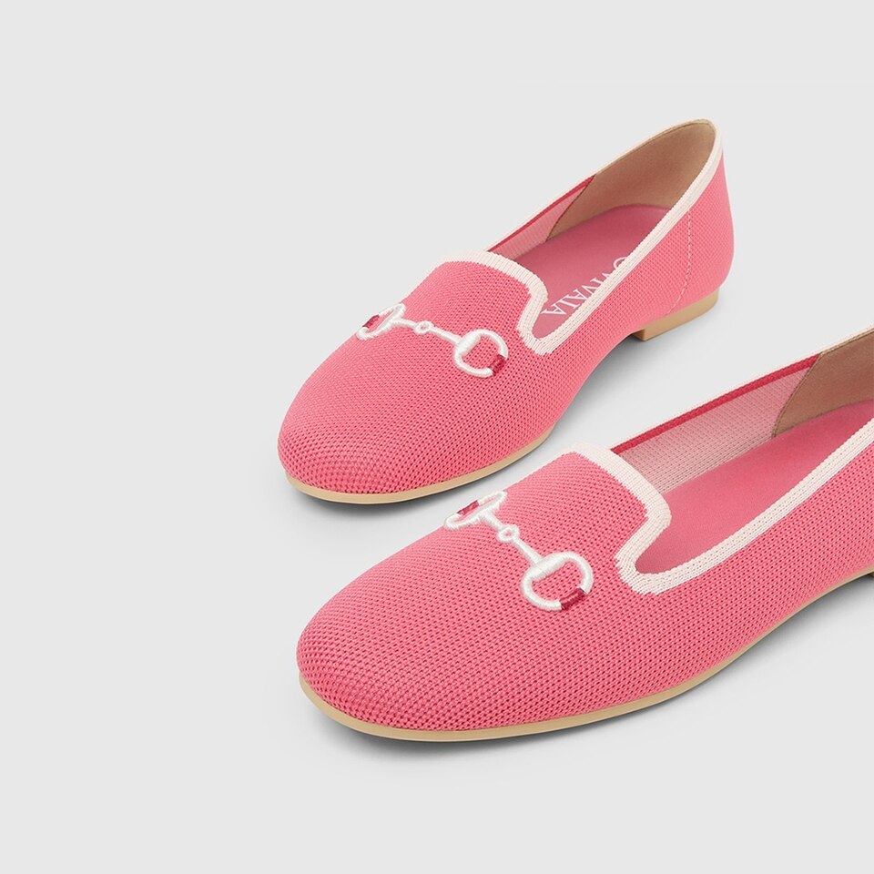 Eillen Round-toe Loafers in Coral Red-Sustainable & Washable | VIVAIA