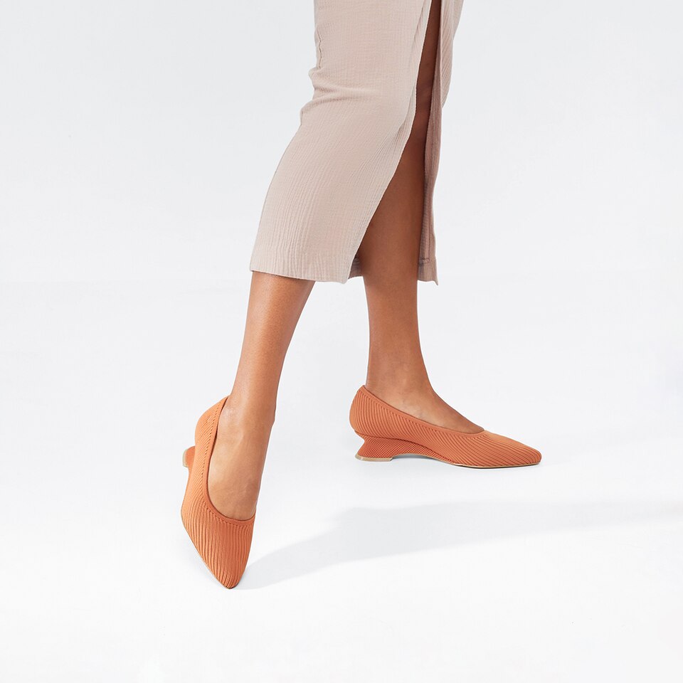 Liraz Pointy Heels in Monarch Orange-Sustainable & Washable | VIVAIA