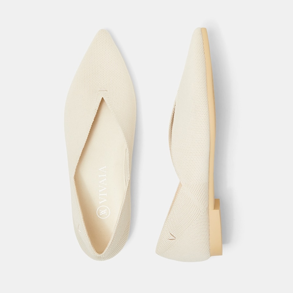 Varun Pointy Flats in Cream Ivory | Women's Sustainable, Washable and Stylish Shoes | VIVAIA
