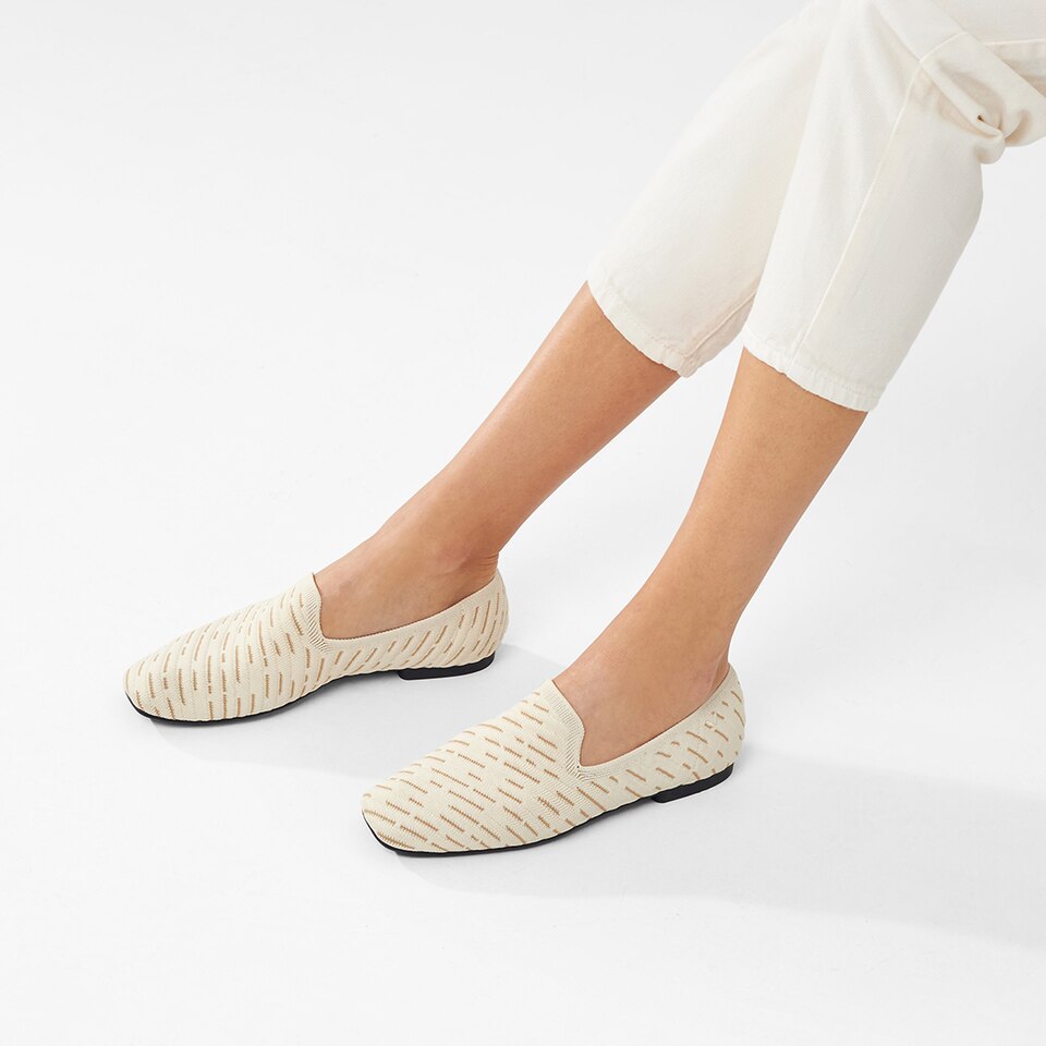 Marina Square-toe Loafers in Cream Ivory-Sustainable & Washable | VIVAIA
