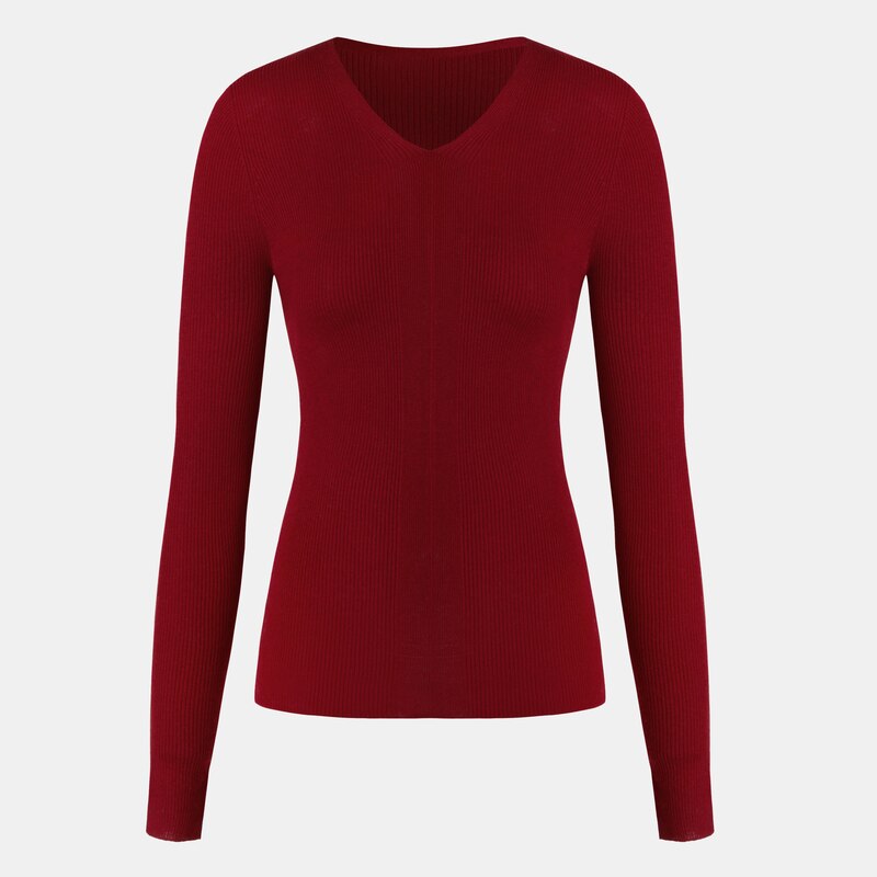 Lydia Cashmere V-neck Sweater in Garnet Red | Women's 100% Organic Comfy Knitwears | VIVAIA