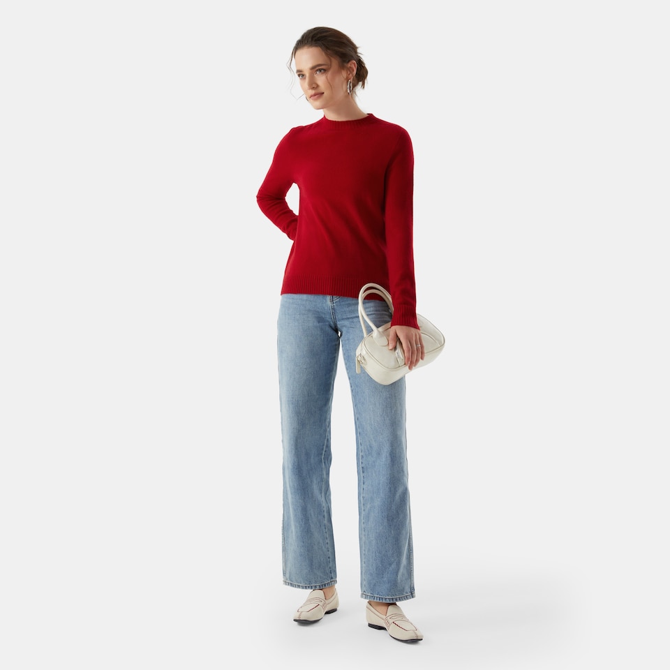 Kate Cashmere Sweater in Garnet Red | Women's 100% Organic Comfy Knitwears | VIVAIA